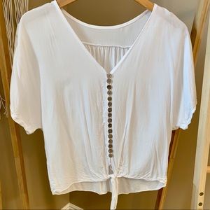 White button down tie shirt